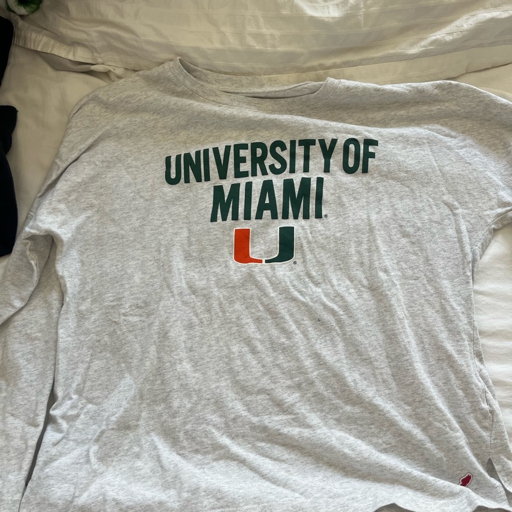 University of Miami Gray Long Sleeve Shirt